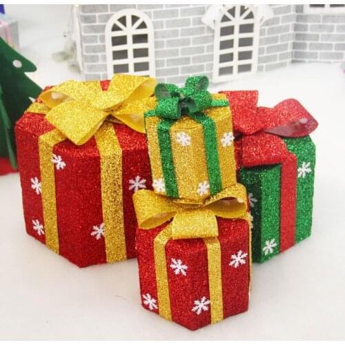 Christmas Style Cube Hexagon Storage Container New Year Decoration DIY Holder Gift Boxes Bags