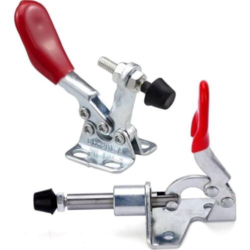 SHGO HOT-1Pcs Hand Tool Toggle Clamp Vertical with 4 PCS 60 Lbs Antislip Covered Hand Tool Toggle Clamp Horizontal Clamp 201A