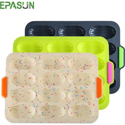 12 Hole Madeleine Shell Mold Silicone Bakeware Baking Moule Pan Cup Mould Food Grade Bread Cookie Form Non-stick Molds Cake Tool