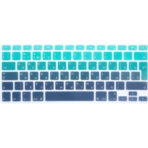 Silicone EU/UK Russian Gradient Black Colors Keyboard Cover Stickers Protector for MacBook Air 13" MacBook Pro Retina 13" 15"
