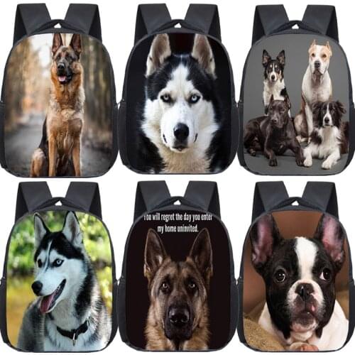 Toddler German Shepherd Kindergarten Bags Kids Boston Terrier Backpack School Bags Beautiful Bulldog Schoolbag Husky Dog Bookbag