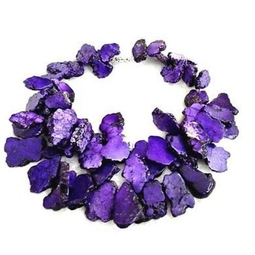 Wedding Jewelry set Elegant Purple stone Slice Stone Choker Necklace Earring Woman jewelry Charm