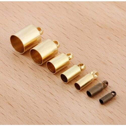 Necklace Chain Cord Ends Caps Tube Connectors Brass Metal Jewelry Making Findings DIY Stuffs 1mm 2mm 3mm 3.5mm 4mm 5mm 6mm