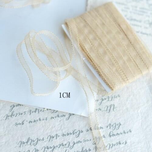 Hot sale Deep cream-colored silk organza eyelash lace ribbon lace accessories H334