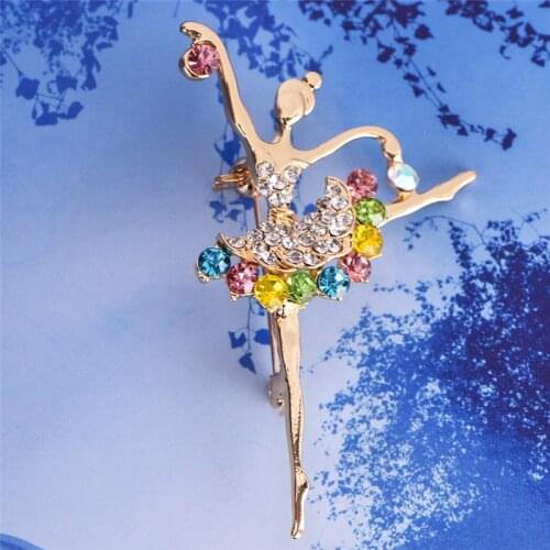 Cute Angles Pins Ballet Dancing Girl Brooche NEW Fashion Ballerina Full Colourful Rhinestone Women Jewelry Wholesale