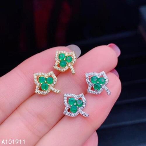 KJJEAXCMY fine jewelry natural Emerald 925 sterling silver women earrings new Ear Studs support test beautiful