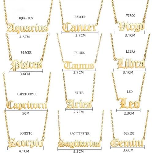 Women Pendant Necklaces Constellation Hiphop Rock Fashion Necklaces English Alphabet Street Style For Girl