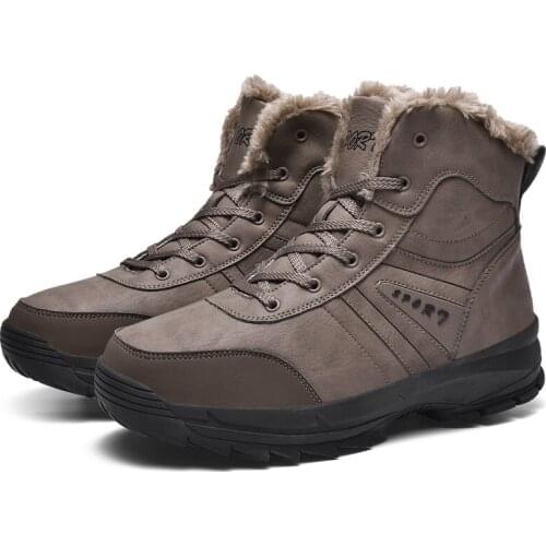 Winter Men Boots Non-slip Wear-resistant Ankle Botas Male Warm Plush Snow Boots Men Outdoor Comfortable Work Boot Botas Hombre