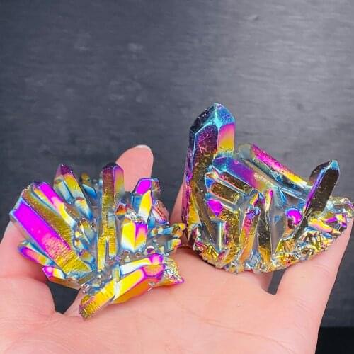 2Pcs Natural colorful crystal clusters crystal mineral chakras stone carvings healing reiki decoration
