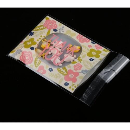 100Pcs Thank you Self-Adhesive Cookie Candy Biscuit Wrapping Party Seal Bag