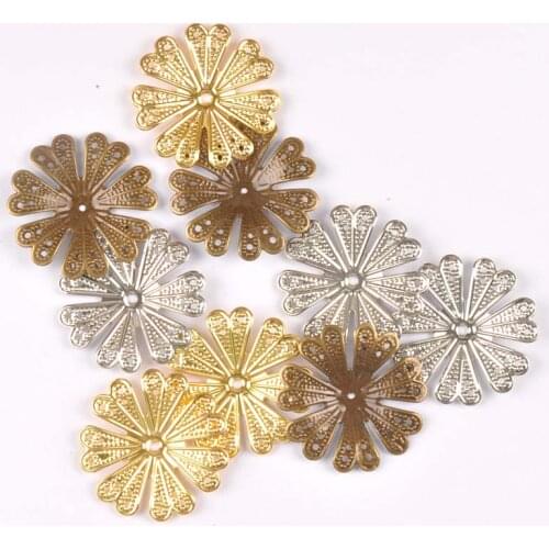 20pcs 40mm silver/gold/bronze Metal Crafts Wraps Filigree Flowers Connectors For Scrapbook DIY Home Decor Handicraft yk0762-2