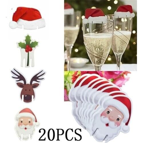 20PCS Wineglass Card Christmas Ornaments Christmas Decoration for Home Wine Glass Card Xmas Decor Christmas Accessories