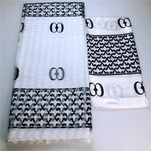 2020 High quality digital printed wax design african satin fabric Organza silk pattern satin silk fabric for party dress 6yards