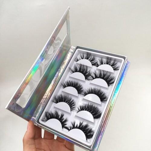 3pcs Natural 5D Mink Eyelashes 5pairs Lashes Book Holographic Package with 25mm 3D Mink Eyelashes