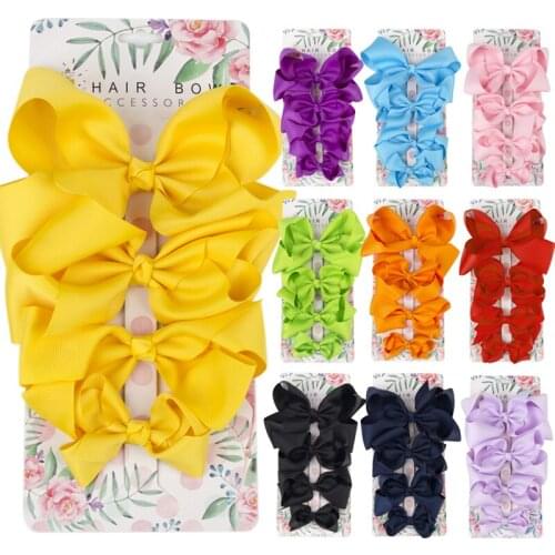 4pcs/lot Fine Color Childrens Hairpin for Girls Bow Scrunchies Turban Kid Hair clips Baby Ponytail Holder Women Hair Accessories