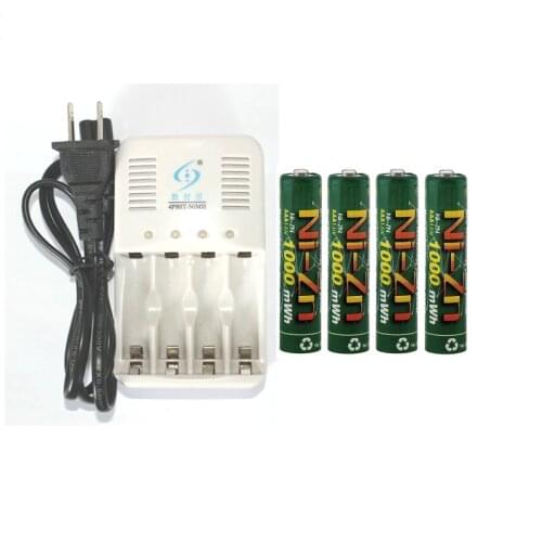 4Pcs NiZn Ni-Zn 1.6V AAA 1000mWh Rechargeable Battery + NiZn smart Charger