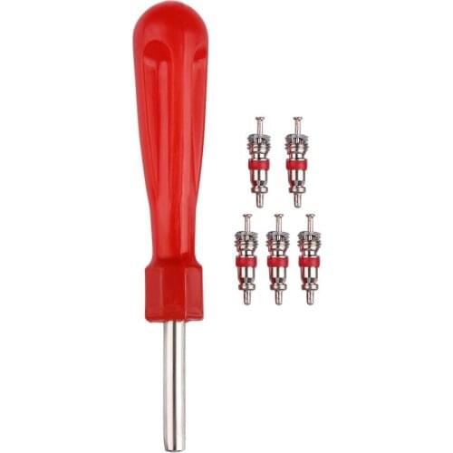 5pcs/lot Valve Cores with Car Bike Tyre Tire Valve Core Remover Tire Valve Removal Tool Spanner Auto wheel Bicycle Repair Tool