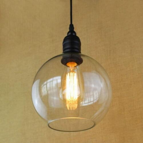 Antique copper Hanging clear glass shade Pendant Lamp with Edison Light bulb/Kitchen Lights and Cabinet Lights