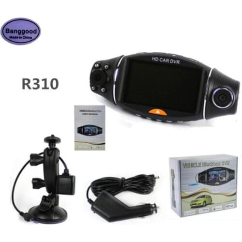 R310 2.7 Inch Car DVR Camera Car DVR GPS Dash Cam Recorder HD 1080P Night Vision IR Dual Lens GPS G-Sensor Loop-Cycle Recording