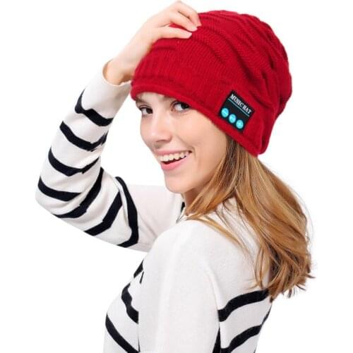 Bluetooth Music Hats Warm Beanie Hat Wireless Smart Cap Headset Speaker Knitted Hat Men Women Solid Bluetooth Music Headband