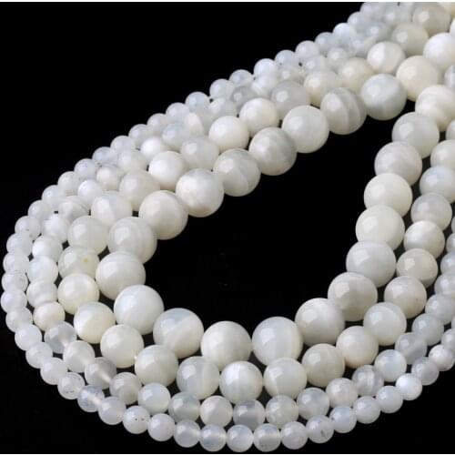 Grade AAA Natural White Moonstone Beads Round Loose Stone Beads 4/6/8/10/12mm For Jewelry Making DIY Bracelet Necklace 15 Inch