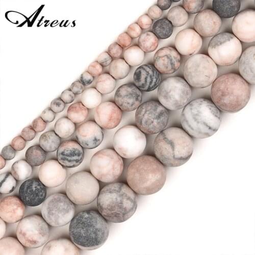 Pink Zebra Fashion Atreus New 4-12mm Matte Natural Stone Round Beads For Jewelry Making Suitable For Men Or Women