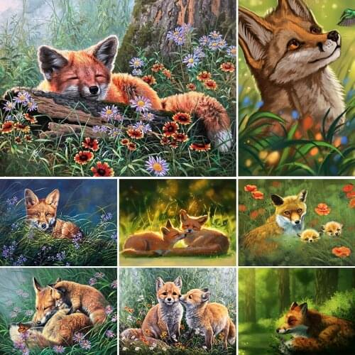 5D DIY Diamond Painting Animal Fox Cross Stitch Kit Full Drill Square Embroidery Mosaic Art Picture of Rhinestones New Arrival