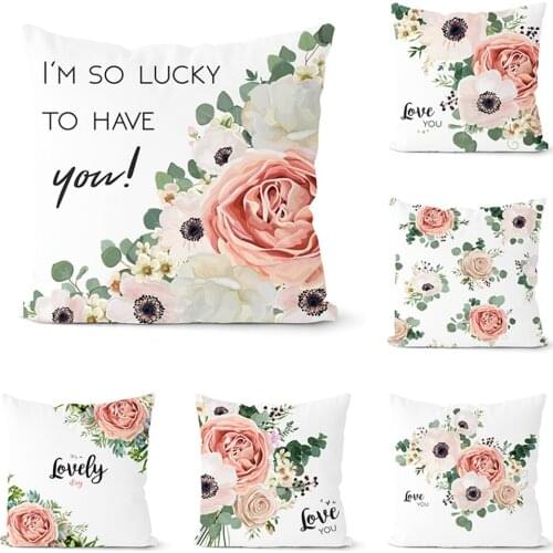 Lover Flower Cushion Cover 45*45cm Polyester Valentine Couples Pillow Cover Decorative Pillows Home Decoration Throw Pillowcase