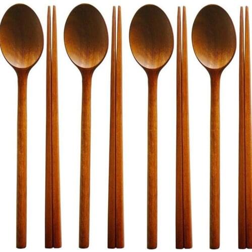Wooden Tableware Combination Tableware, Spoon and Chopsticks for Hiking, Climbing, Camping, Fishing, Lunch Or Picnic
