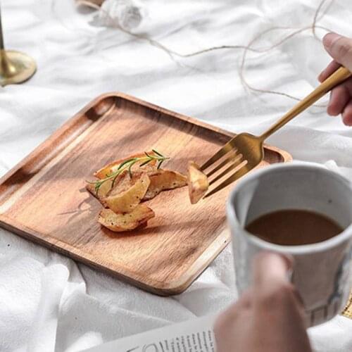 Acacia Wooden Tray Household Rectangular Coffee Breakfast Bread Tray Fruit Cake Platter Tray Wooden Tableware