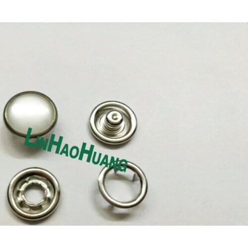 DIY 100sets/lot 8/10.5/12mm 4 part buttons white pearl prong snap button fastener nickle color 2015080404