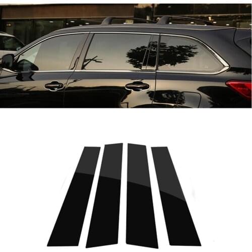 For Toyota Highlander 2009-2014 2015-2021 Car Window Trim Sticker Piano Black Car Styling