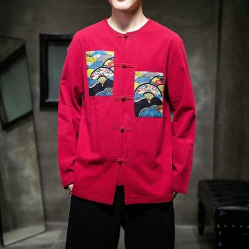 Online Chinese Store Hanfu Men Traditional Chinese Clothing Cotton Linen Chinese Shirt Male Cheongsam Kung Fu Clothes FF2811