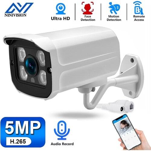 NINIVISION H.265 Surveillance IP Camera 25FPS 5MP Waterproof Outdoor CCTV Camera With 4PCS ARRAY IR LED ONVIF Email Alert
