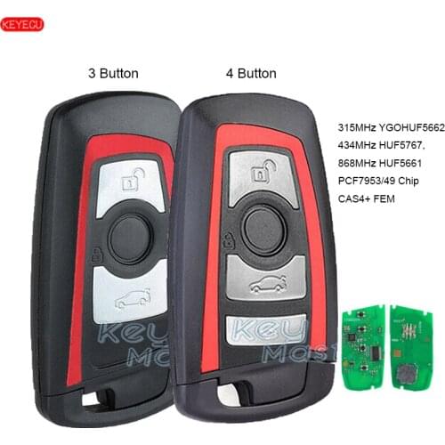 KEYECU Smart Remote key 3B /4 Button 315MHz YGOHUF5662, 433MHz YGOHUF5767, 868MHz YGOHUF5661 PCF7953 for BMW F Series CAS4+/ FEM