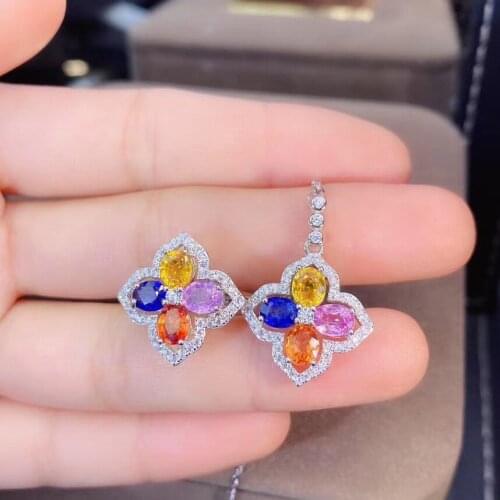 The Best Gift for Your Wife Natural and Real Sapphire Set 925 Sterling Silver,1pc Sapphire Ring,1pc Sapphire Pendant