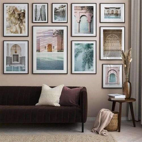 Morocco Door Muslim Building Poster Allah Islamic Wall Art Mosque Picture Print Nordic Canvas Painting Living Room Decor