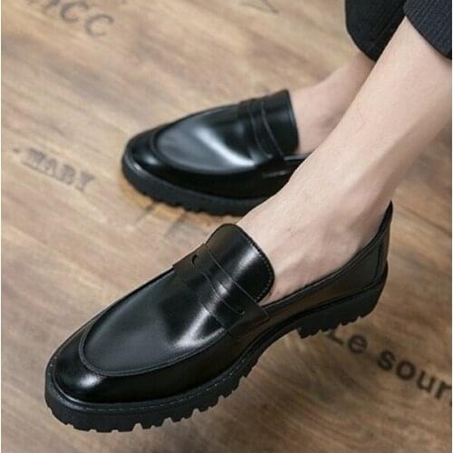 2021 Summer New Mens Simple PU Leather Shoes British Style Comfortable Thick Soled Breathable Casual Fashion Hot Sale