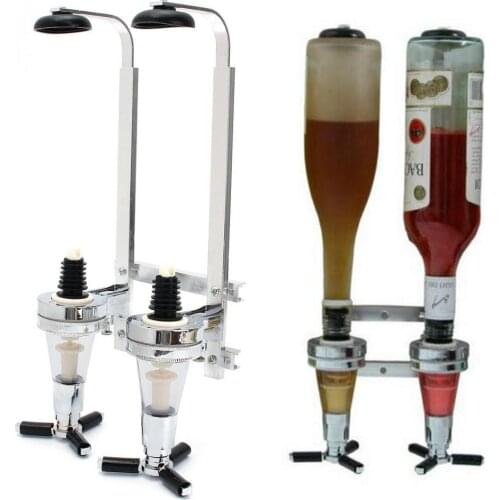 2 Bottles Wine Alcohol Shot Dispenser Pourer Rack Liquor Drinks Wall Bar Mounted