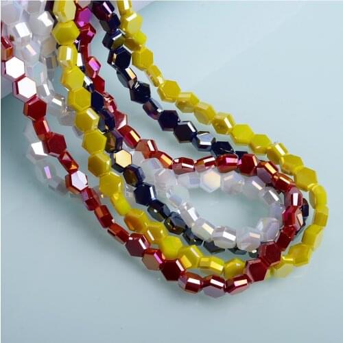 New arrival 4/6/8mm Hexagon Shape beads Jewelry Accessories Glass Beads For Jewelry Making