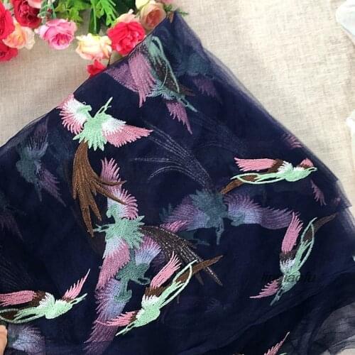 New classical style embroidered fabric Phoenix mesh embroidery fabric Wedding dress, lace, fabric