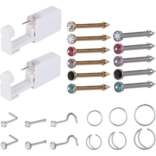 AOEDEJ Disposable Nose Septum Piercing Gun Kit Painless Nose Piercer Gun Tool 20G Sterile Puncture Tool Machine Body Jewelry