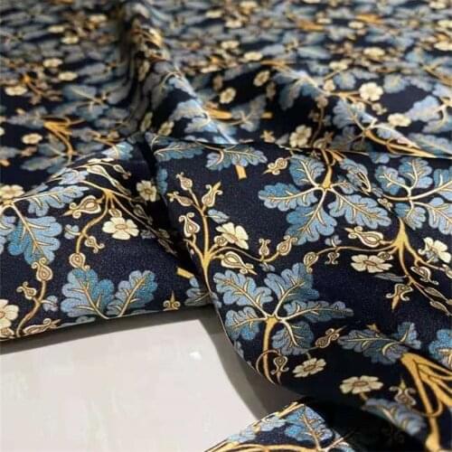 Butterfly Flower Silk Fabric Dress Black 19mme Stretch Satin Clothing High-end Shirt Mulberry Silk Fabric 100% Silk