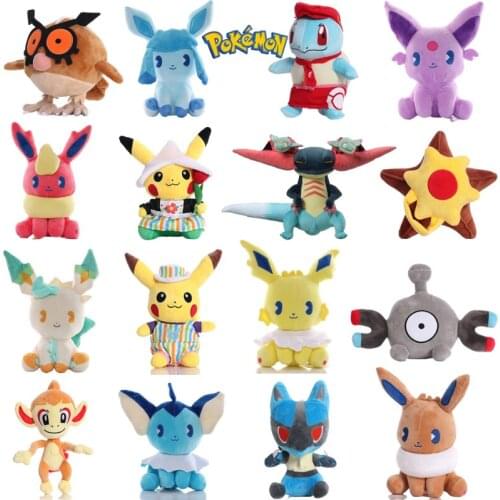 Pokemon Plush Doll 16Styles Pikachu Magnet Pull Starmie Chimchar Lucario Hoothoot Eevee Umbreon Glaceon Eterna Forest Anime Toy