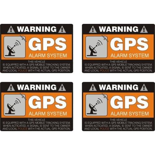 8CM*5.3CM Warning Car Sticker GPS Alarm System Decal PVC Waterproof Decals Car Styling Decoration 4pcs