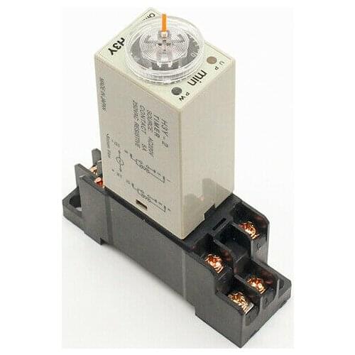 1pcs H3Y-2 AC 220V Delay Timer Time Relay 0 - 30 Minutes or Seconds with Base relay