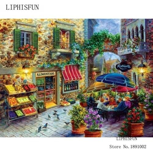 Needlework Flowers Street Scenery Decoration Diamond Embroidery Patchwork Diy Diamond Sticker Square DIY Diamond Painting Craft