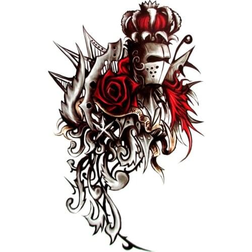 Rose Knight Temporary Tattoo Body Art Flash Tattoo Stickers 15*21cm Waterproof Henna Tatoo Der Rosenkavalier tattoos