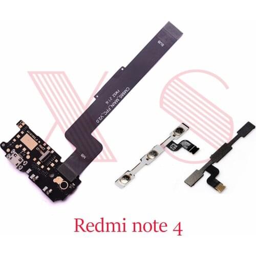 For Xiaomi Redmi Note 4 Note4 MTK X20 China Charging Board Charge Flex Cable main board Connections power volume Flex Cable