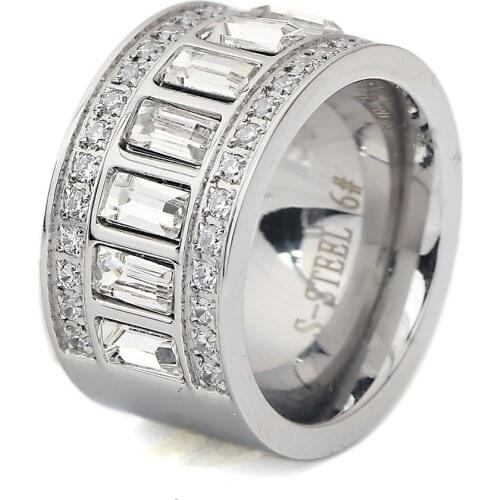 Women Mens Ring Stainless Steel Wedding Ring With Cubic Zirconia Party Jewelry USA Size